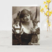 Carte postale Victorian Weird Woman with Dogs (Fleur jaune)