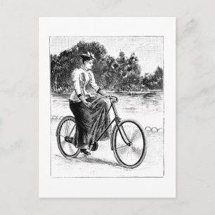 Carte Postale Victorian Woman Cycling - Vélos Vintages