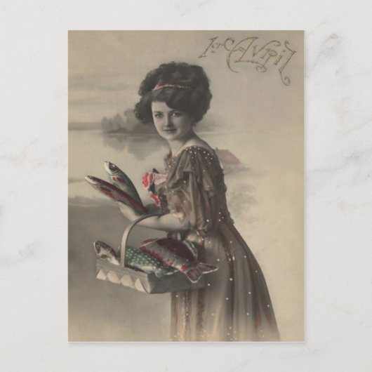 Carte Postale Victorian Woman Fish Poisson d'avril April Fool's (Devant)