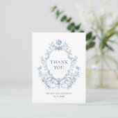 Carte Postale Victorien Ornate Grace Floral Dusty Mariage bleu (Debout devant)