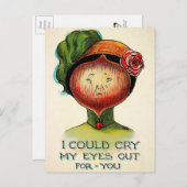 Carte postale victorienne de l'oignon pleurant (Devant / Derrière)