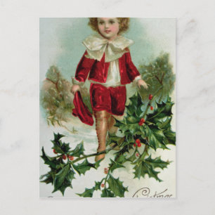 Carte postale victorienne de Noël dépeignant un