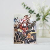 Carte postale victorienne de Père Noël en voiture (Debout devant)