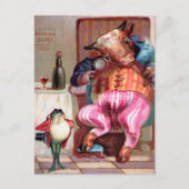 Carte postale victorienne de taureau et de grenoui (Devant)