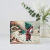 Carte postale victorienne du Père Noël avec arbre (Debout devant)