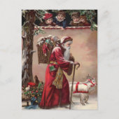 Carte postale victorienne du Père Noël avec chèvre (Devant)