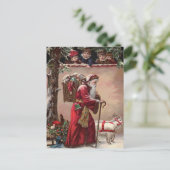 Carte postale victorienne du Père Noël avec chèvre (Debout devant)