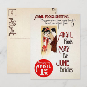 Carte postale victorienne du poisson d'avril