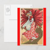 carte postale victorienne fée de Noël (Devant / Derrière)