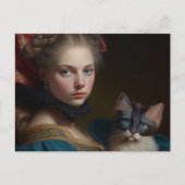 CARTE POSTALE VICTORIENNE FILLE ET CAT (Devant)