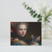 CARTE POSTALE VICTORIENNE FILLE ET CAT (Debout devant)