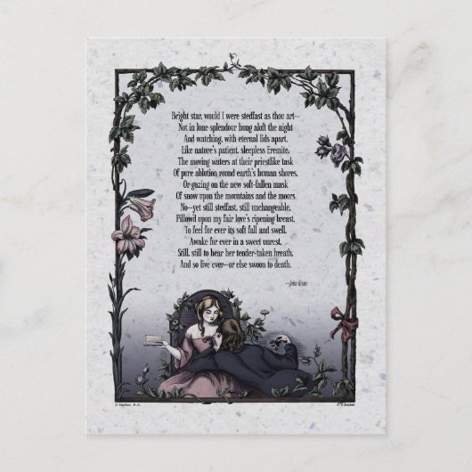 Carte postale victorienne Keats "Bright Star" (Devant)