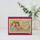 Carte postale victorienne : message de la Saint-Va (Debout devant)