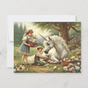 Carte postale victorienne Unicorn vintage