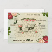 Carte postale victorienne vintage avec fleurs (Devant / Derrière)