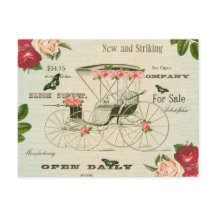 Carte postale victorienne vintage avec fleurs