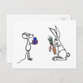 Carte postale vide de l'échange de cadeaux animaux (Devant / Derrière)