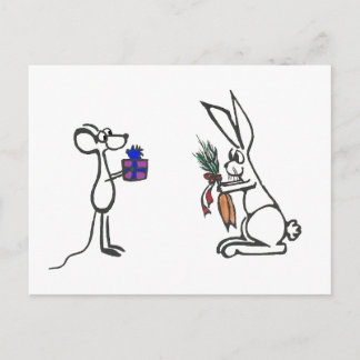 Carte postale vide de l'échange de cadeaux animaux