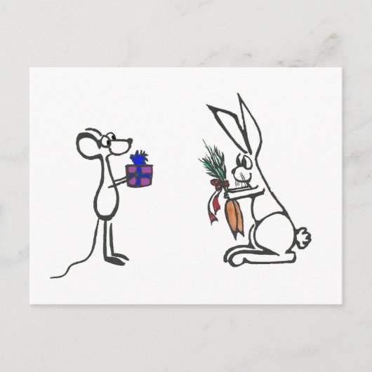 Carte postale vide de l'échange de cadeaux animaux (Devant)