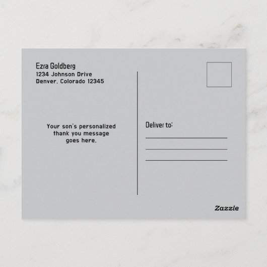 Carte Postale Vidéo de jeu vidéo bleu noir Remerciement Bar Mitz (Dos)