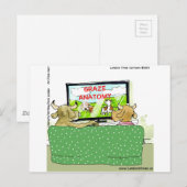 Carte Postale Vidéo de la télévision de vache Drôle dessin animé (Devant / Derrière)