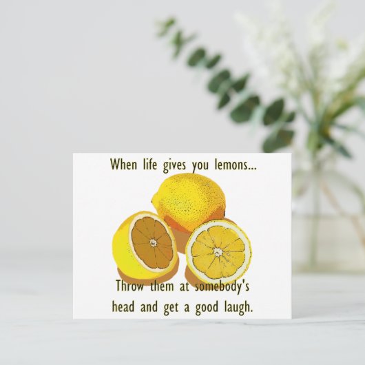 Carte Postale Vie Citrons Humour foncé Funny Fruit Jaune (Debout devant)