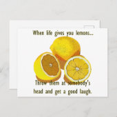 Carte Postale Vie Citrons Humour foncé Funny Fruit Jaune (Devant / Derrière)