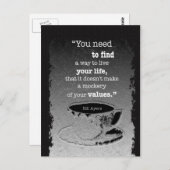 Carte Postale Vie et valeurs, Existentialisme illustré citation (Devant / Derrière)