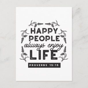 Carte Postale Vie heureuse avec la foi – Proverbes 15:15 Art