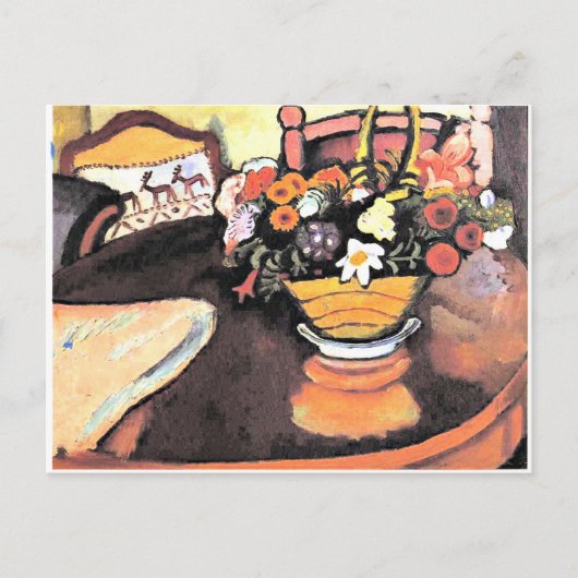 Carte Postale Vie morte avec Coussin avec Deer Design & Bouquet (Devant)