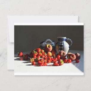 Carte Postale Vie morte avec fraises, pêches et cerises