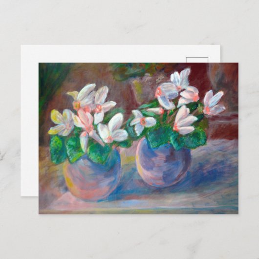 Carte Postale Vie morte avec peinture à cyclamen rose (Devant / Derrière)