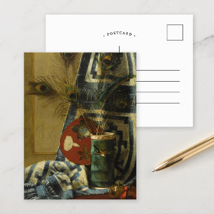 Carte Postale Vie morte avec plumes de paon