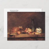Carte Postale Vie morte avec pot d'olives par Jean Chardin Post (Devant / Derrière)