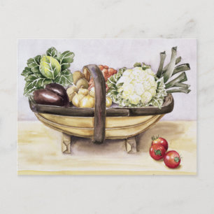 Carte Postale Vie morte avec trug de légumes 1996