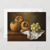 Carte Postale Vie morte classique avec persimmons et art du rais (Devant / Derrière)