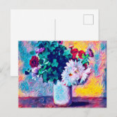 Carte Postale Vie morte florale, chrysanthèmes automne en blanc (Devant / Derrière)