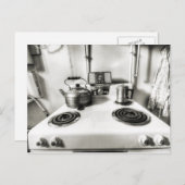 Carte Postale Vieille cuisinière avec bouilloire à thé Antique S (Devant / Derrière)