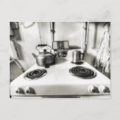 Carte Postale Vieille cuisinière avec bouilloire à thé Antique S (Devant)