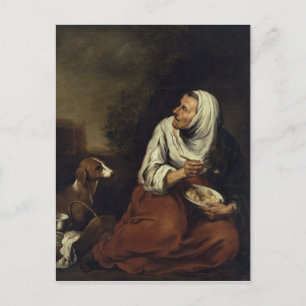 Carte Postale Vieille femme avec chien