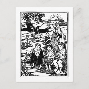 Carte Postale Vieille femme et Chaussure House Nursery Rhyme