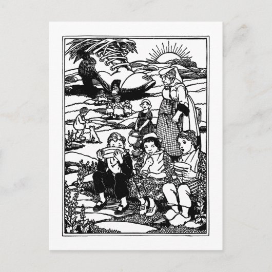 Carte Postale Vieille femme et Chaussure House Nursery Rhyme (Devant)