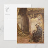 Carte Postale Vieille Femme Peeling Pommes de terre (Devant / Derrière)