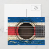 Carte Postale Vieille guitare acoustique avec drapeau du Costa R (Devant / Derrière)