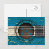 Carte Postale Vieille guitare acoustique avec drapeau hondurien (Devant / Derrière)