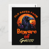 Carte Postale Vieille Raven Halloween effrayant (Devant / Derrière)