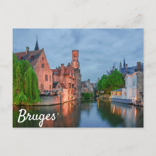Carte Postale Vieille ville et beffroi la nuit à Bruges