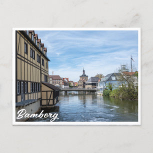Carte Postale Vieille ville et rivière Regnitz à Bamberg, Allema