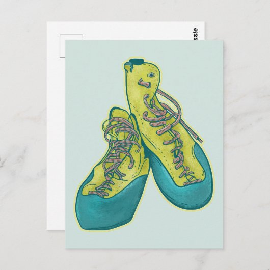 Carte Postale Vieilles chaussures d'escalade escalade de roche (Devant / Derrière)