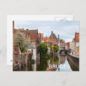 Carte Postale Vieilles maisons en Bruges, Belgique (Devant / Derrière)